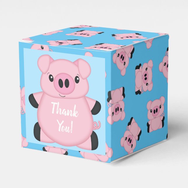 Ballotins Baby shower de cochon bleu (Verso)