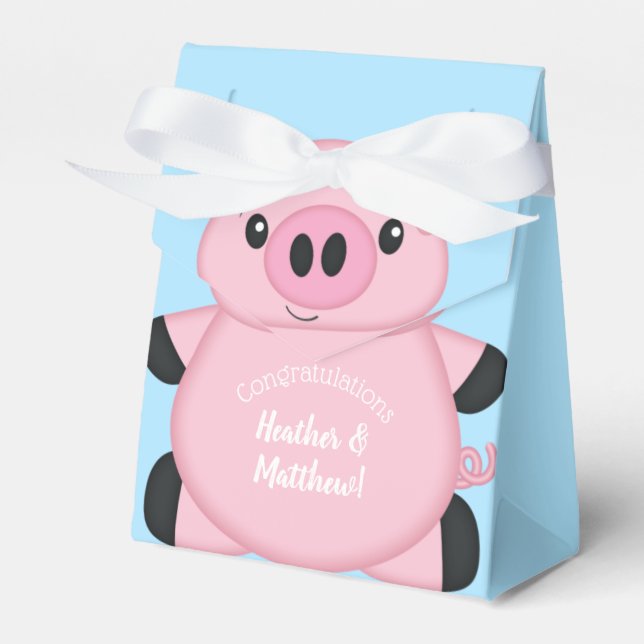 Ballotins Baby shower de cochon bleu (Verso)