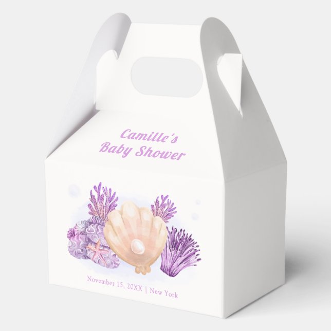 Ballotins Baby shower de coquillage de perles violet Retro (Recto)
