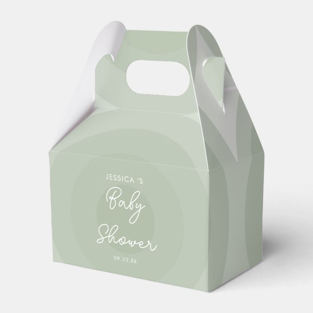 Ballotins Baby shower de dégradé circulaire minimaliste vert (Verso)