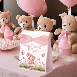 Ballotins Baby shower de fille papillon rose de l'ours en pe