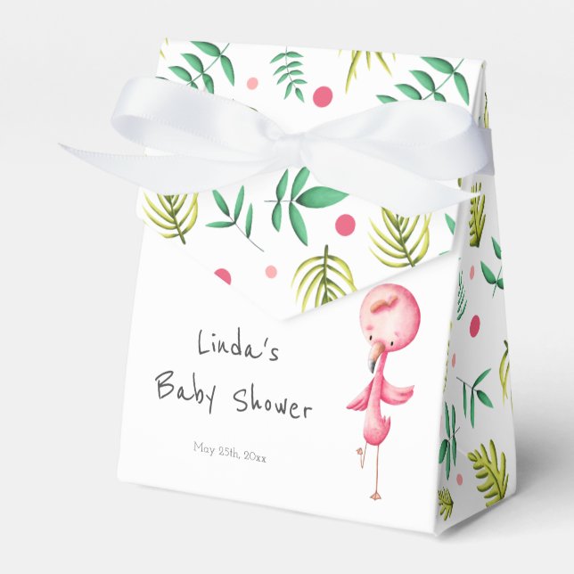Ballotins Baby shower de Flamant rose floral tropical person (Verso)