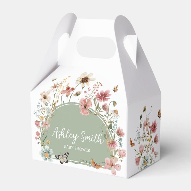 Ballotins Baby shower de fleurs de bébé vert Sage (Verso)
