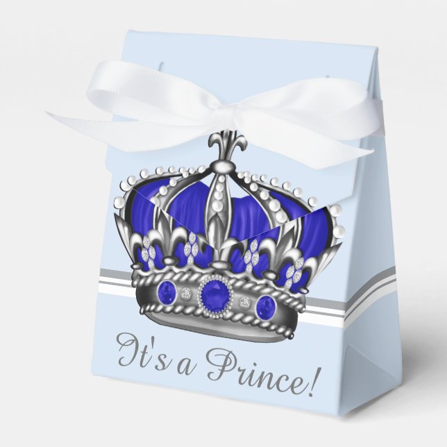 Ballotins Baby shower de garçon princier d'argent bleu (Verso)
