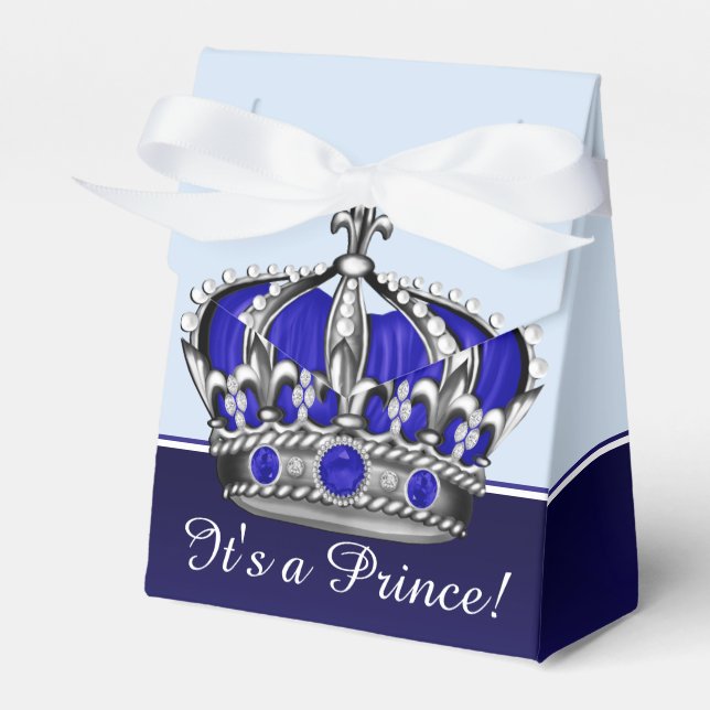 Ballotins Baby shower de garçon princier d'argent bleu (Verso)