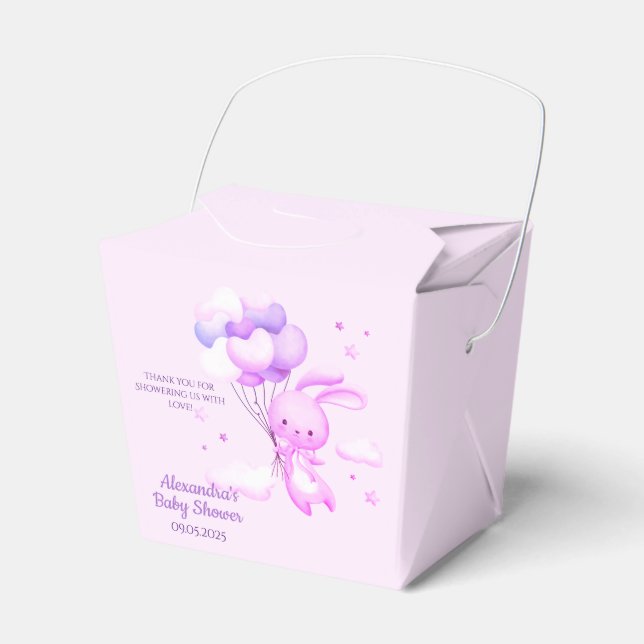 Ballotins Baby shower de lapin de bois pourpre (Verso)
