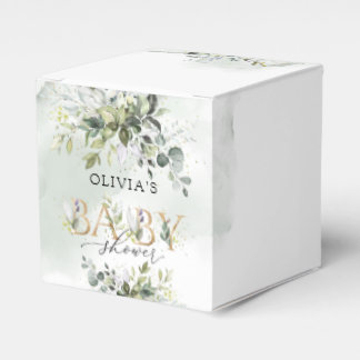 Ballotins Baby shower de lettres or feuillage vert tendance