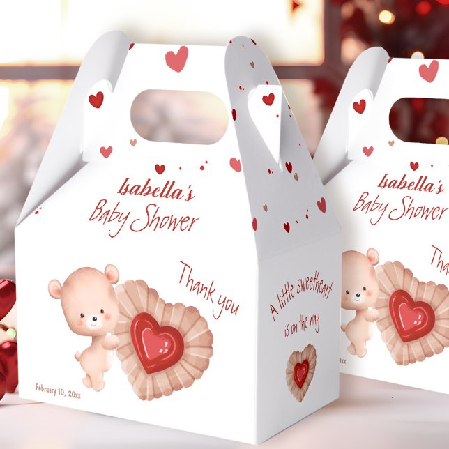 Ballotins Baby shower de Little Sweetheart Red Valentines (Little Sweetheart Red Valentines Baby Shower Favor Box)