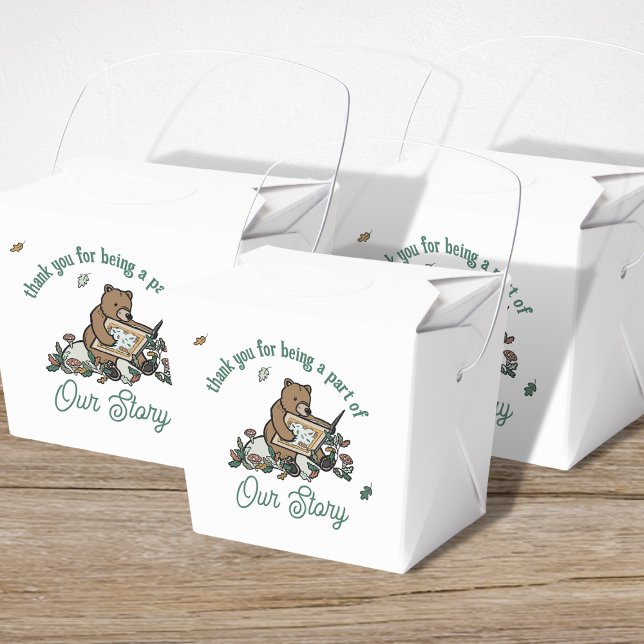Ballotins Baby shower de l'ours du livre de bois (Woodland Storybook Baby Shower Favor Box)