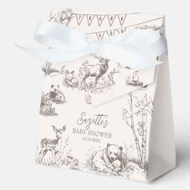 Ballotins Baby shower de Merci des animaux des bois (Recto)