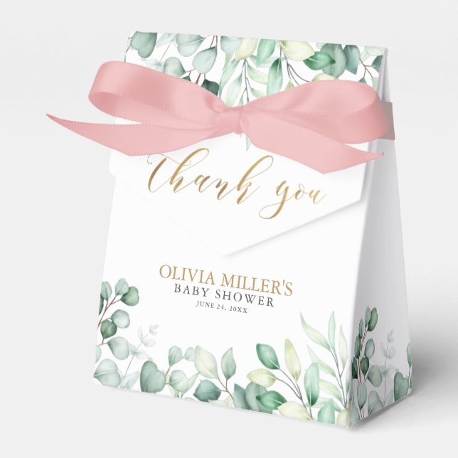 Ballotins Baby shower de Merci en or Eucalyptus (Verso)