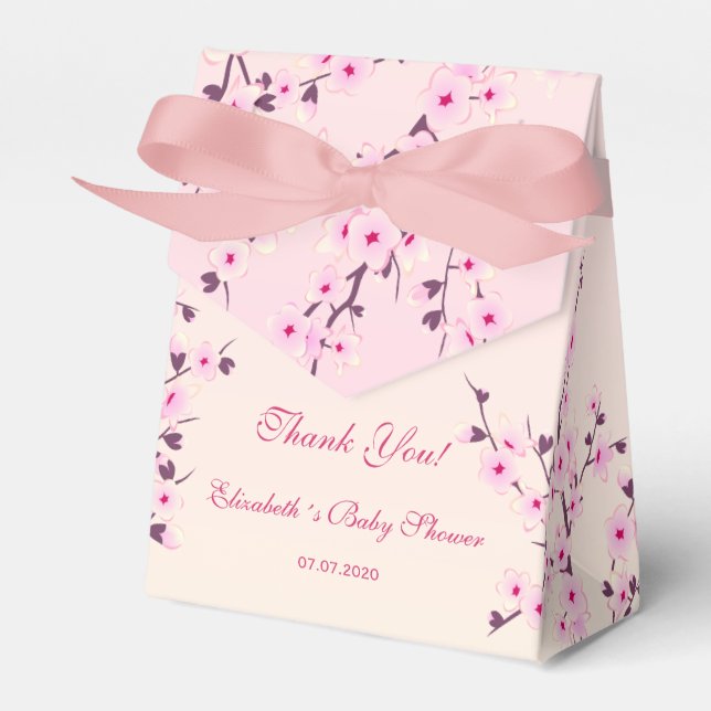 Ballotins Baby shower de Merci rose en fleurs de cerisiers (Verso)