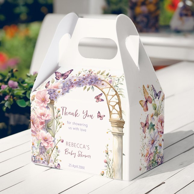 Ballotins Baby shower de papillons pastel de jardin enchanté (Enchanted garden pastel butterflies baby shower favors personalized favor box spring summer floral)