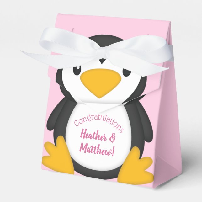 Ballotins Baby shower de pingouin rose (Verso)