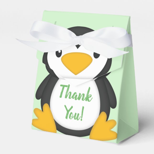 Ballotins Baby shower de pingouin vert (Verso)