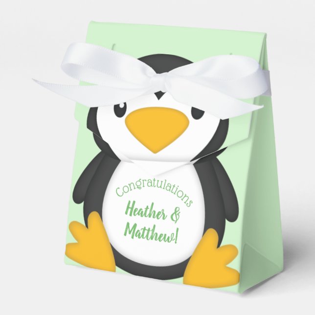 Ballotins Baby shower de pingouin vert (Verso)