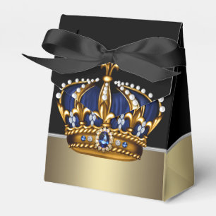 Ballotins Baby shower de prince de couronne d'or bleu noir