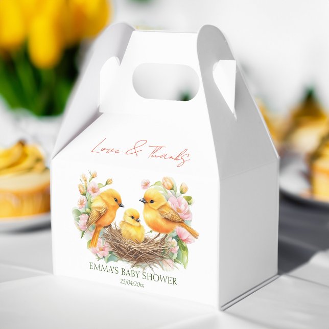 Ballotins Baby shower de printemps de l'éclosion de petits o (Little birdie hatching soon spring baby shower favor box personalized favor boxes baby shower favors)