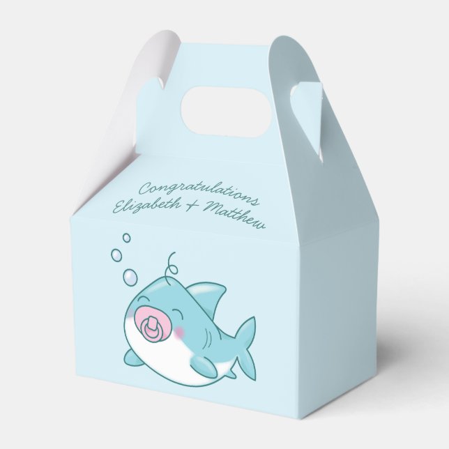 Ballotins Baby shower de requin mignon Kawaii fille rose (Verso)