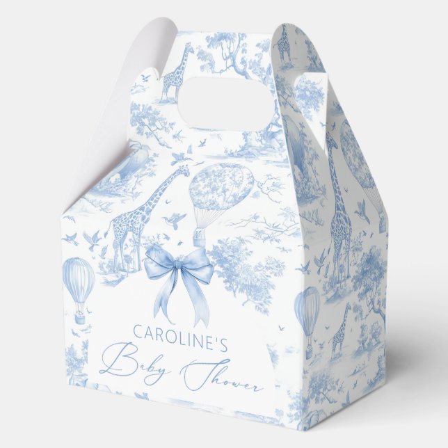 Ballotins Baby shower de safari Toile bleue de Jouy (Recto)