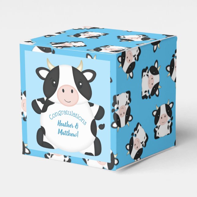 Ballotins Baby shower de vache bleu (Verso)