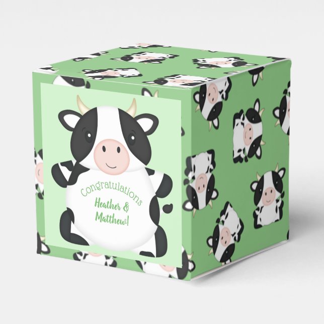 Ballotins Baby shower de vache vert (Verso)