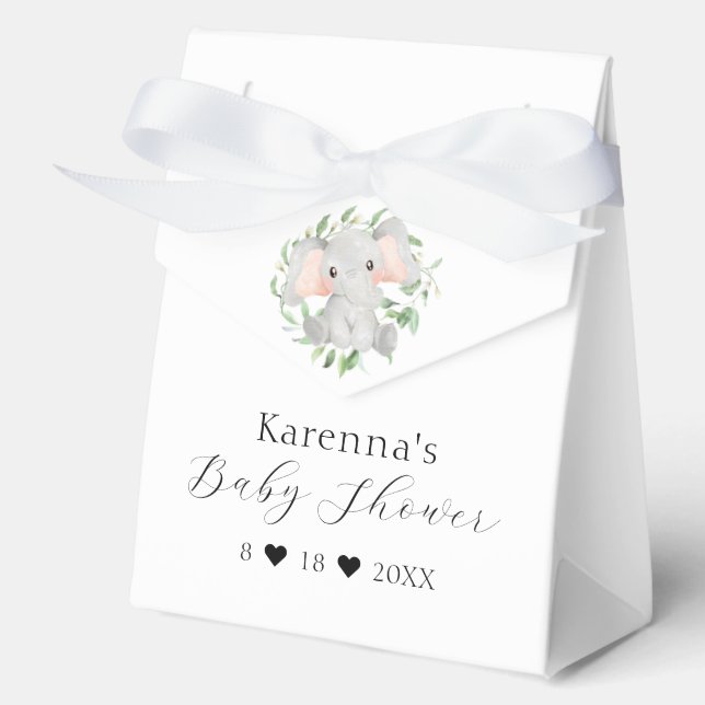 Ballotins Baby shower de verdure éléphant moderne (Recto)