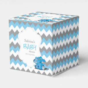 Ballotins Baby shower d'éléphant bleu et gris Chevron