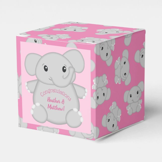Ballotins Baby shower d'éléphant rose (Verso)