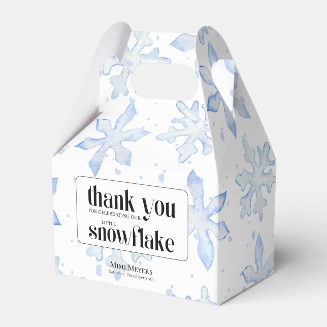 Ballotins Baby shower d'hiver bleu Little Snowflake (Verso)