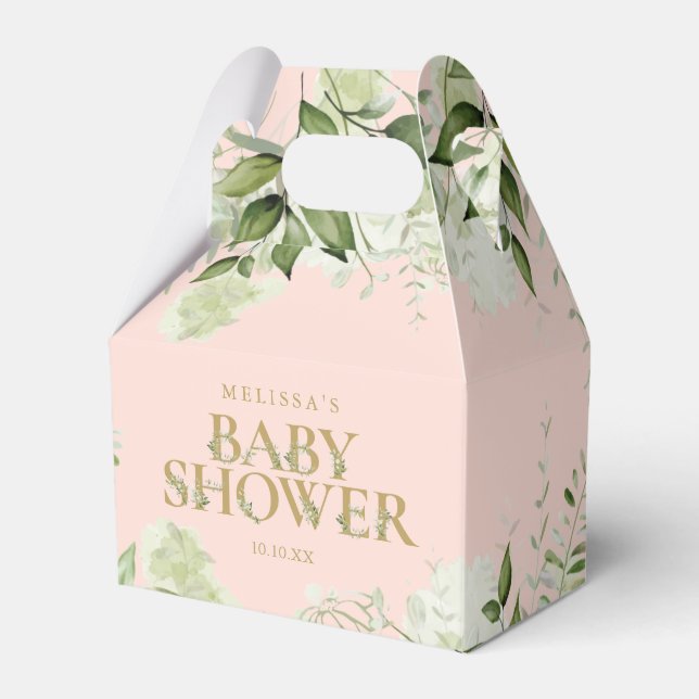 Ballotins Baby shower d'or rose pâle Foliage vert (Verso)