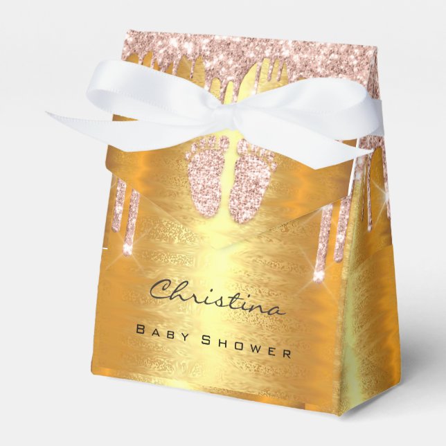 Ballotins Baby shower douces pieds Rose Parties scintillant  (Verso)