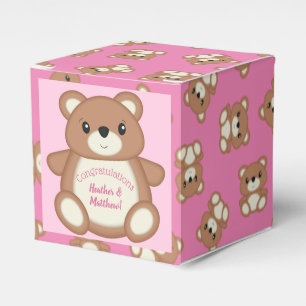 Ballotins Baby shower d'ours en peluche rose