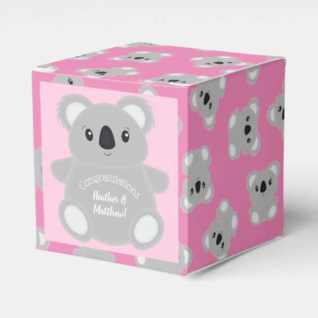 Ballotins Baby shower d'ours rose Koala (Verso)