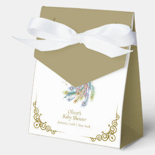 Ballotins Baby Shower élégant vintage bohème paon doré