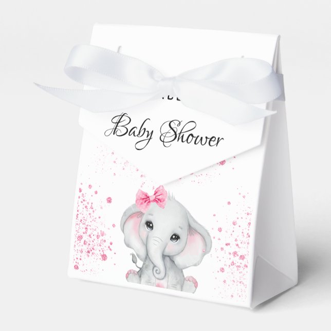 Ballotins Baby shower éléphant fille rose parties scintillan (Verso)