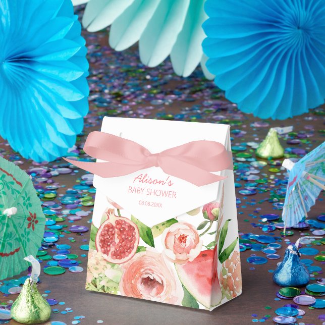 Ballotins Baby Shower Fille de Floral de Rose Rose Verte  (Créateur téléchargé)