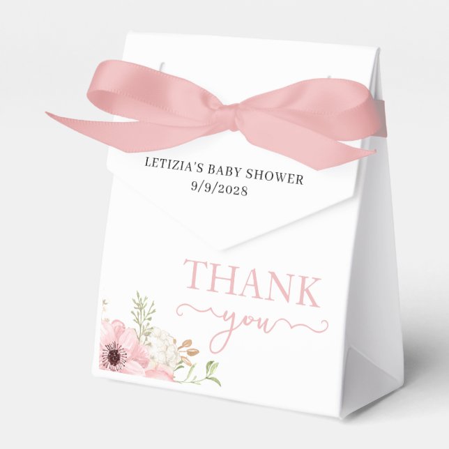 Ballotins Baby Shower Fille Fleur Rose (Verso)