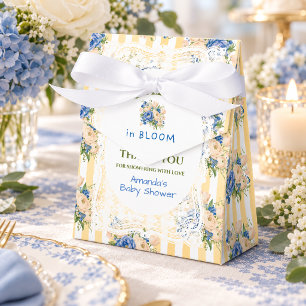 Ballotins Baby-Shower Fleur Bleu Héritage Rayure Jaune