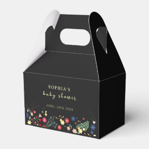 Ballotins Baby shower Fleur sauvage simple noir