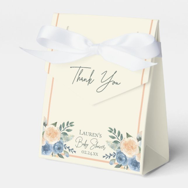 Ballotins Baby shower floral bleu et blanc (Verso)