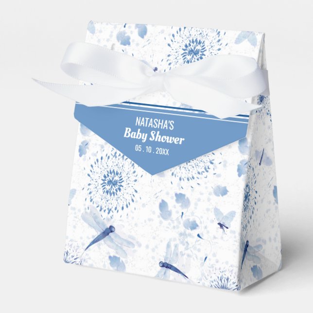 Ballotins Baby shower floral de libellules bleues (Verso)