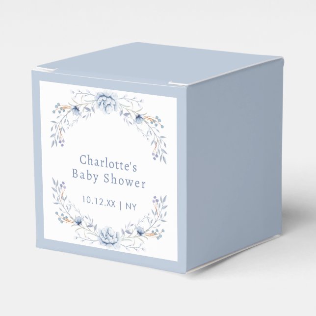 Ballotins Baby shower Floral d'hiver bleu moderne (Verso)
