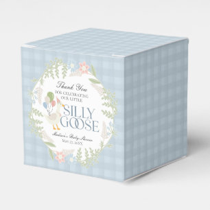 Ballotins Baby shower Floral En vichy d'oie soie bleue