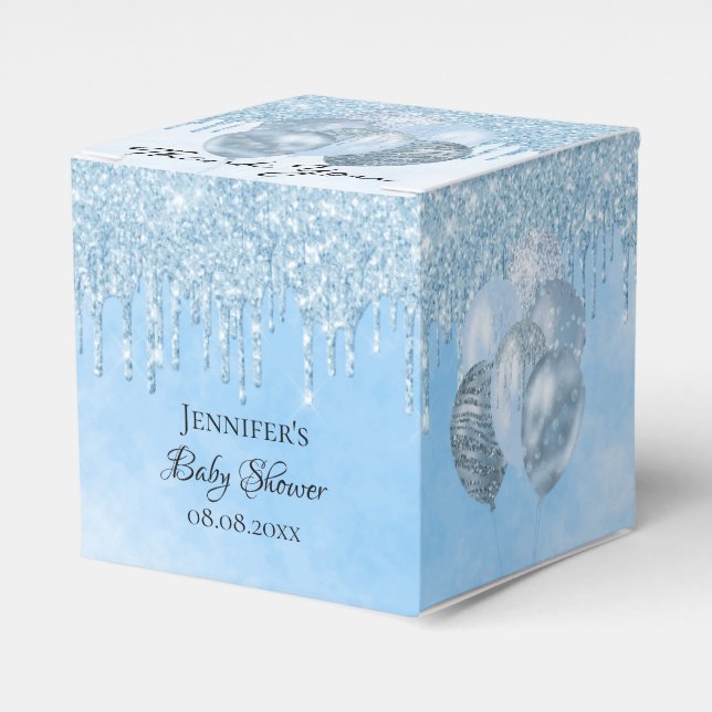 Ballotins Baby shower garçon bleu clair ballons merci (Verso)