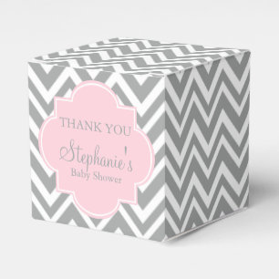 Ballotins Baby shower gris, blanc et rose pastel Chevron