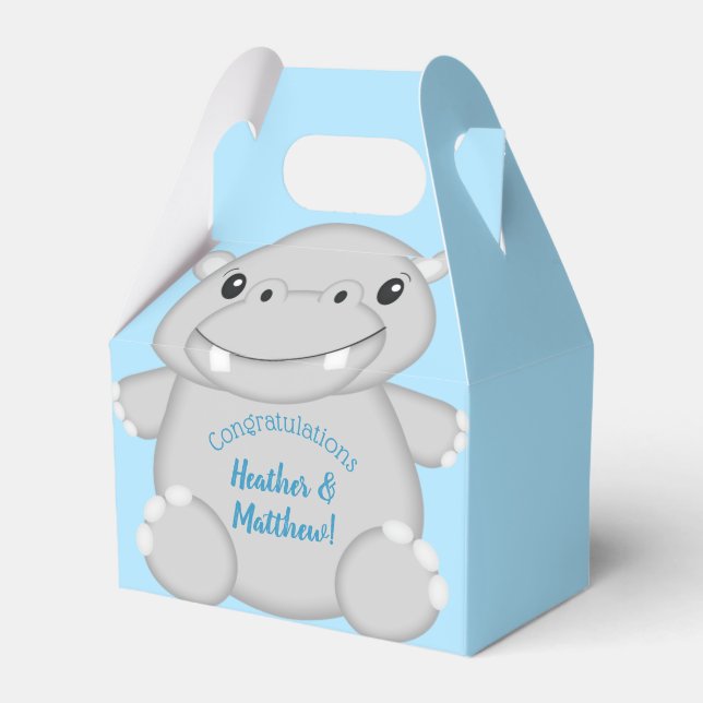 Ballotins Baby shower Hippo bleu (Verso)