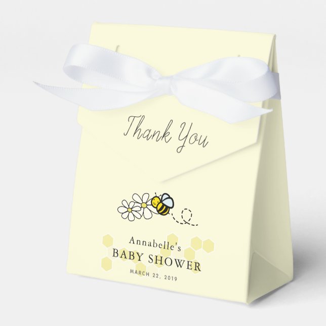 Ballotins Baby shower jaune abeille et marguerite (Verso)