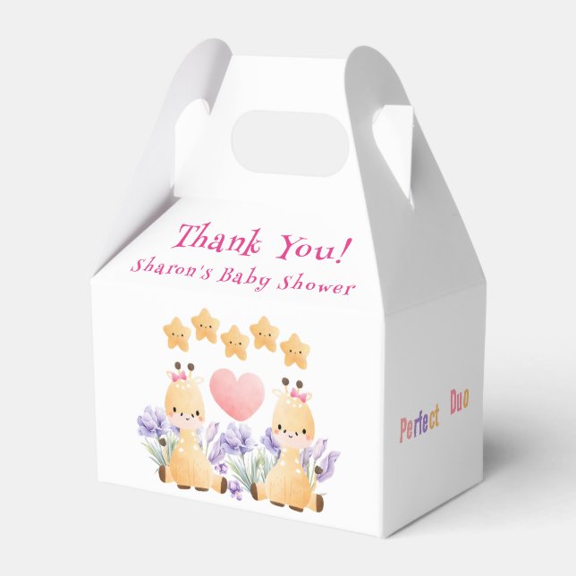 Ballotins Baby shower jumeau | Baby shower de la Giraffe mig (Arrière)