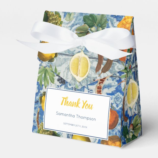 Ballotins Baby shower méditerranéen de Mosaïque Bleue Fruit (Verso)